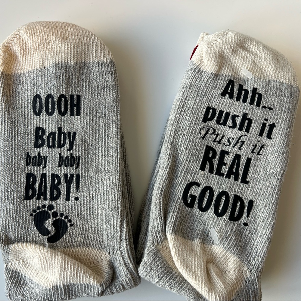 Gray and White labour & delivery Novelty Socks 1 pair